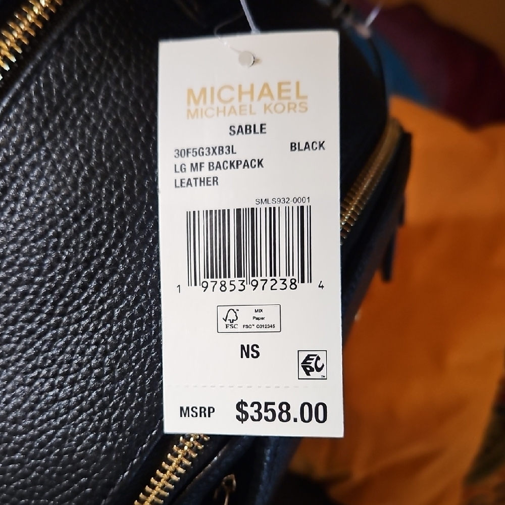 Michael Kors Black Textured Women's Backpack - Picture 7 of 14